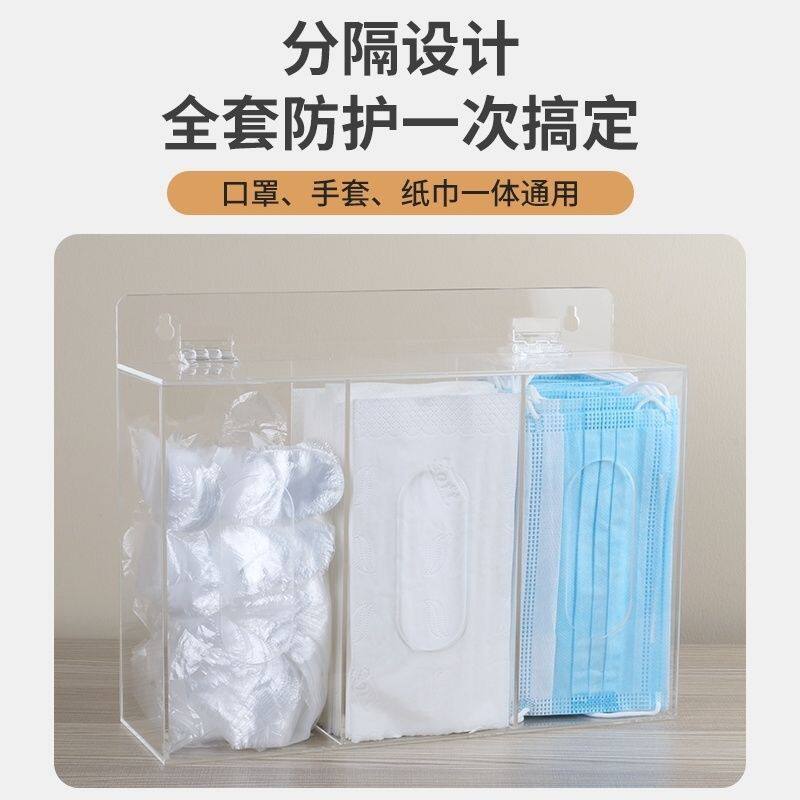 墙上壁挂式收纳盒一次性厨房手套保鲜袋家用帽子口罩盒厨房标识贴图片