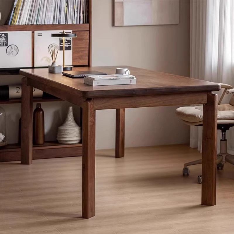 黑胡桃木书桌实木餐桌电脑桌客厅书法桌子家用写字长桌长条工作台