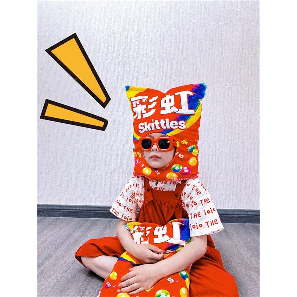 创意可爱彩虹糖头套有趣搞怪的儿童帽子学校表演影楼拍照头饰道具
