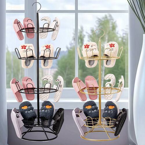 凉鞋架子鞋架子多层家用室外阳台凉鞋架子晾晒铁艺落地旋转晒鞋拖