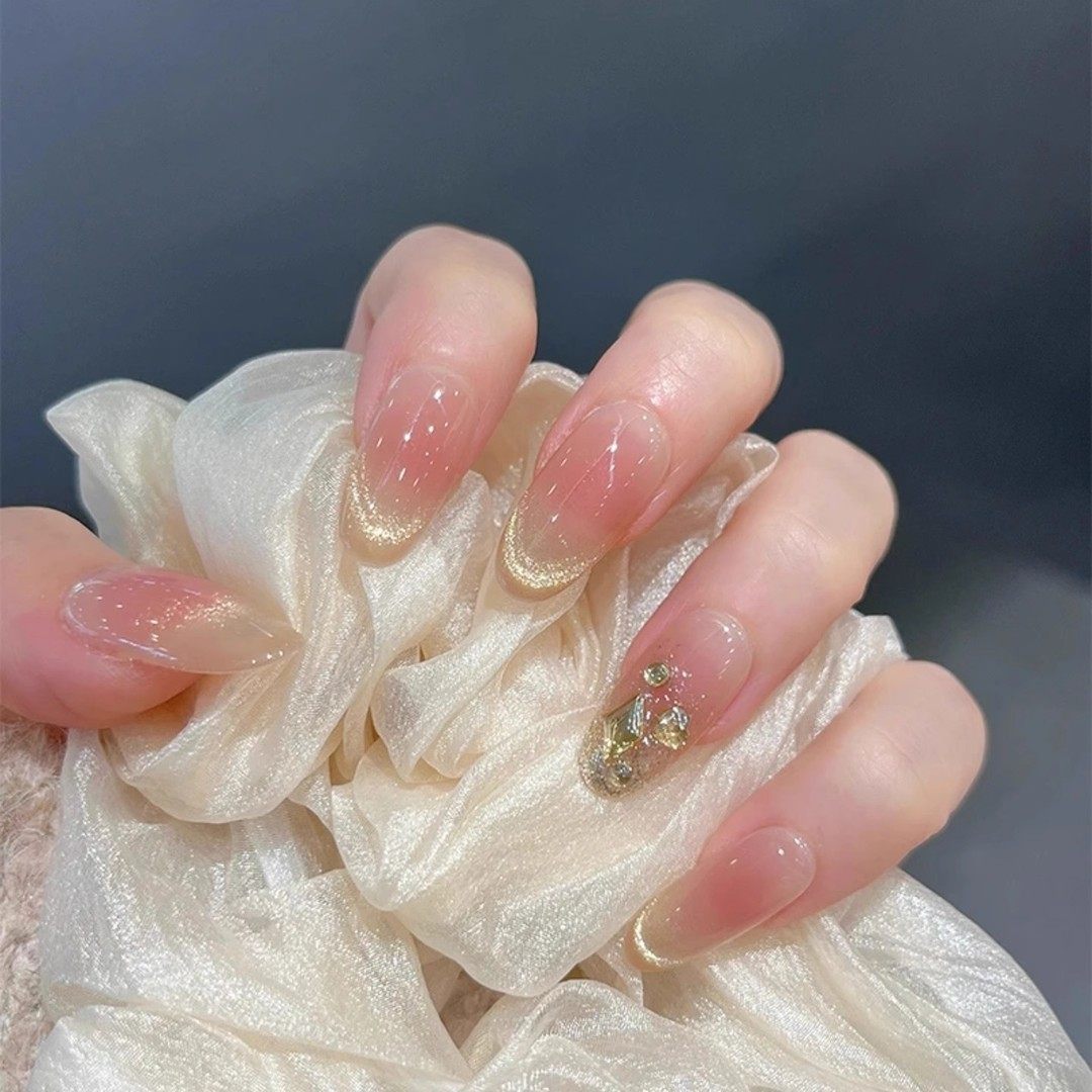 【落日金辉】纯手工穿戴甲秋冬美拉德猫眼气质显白高级感短款美甲