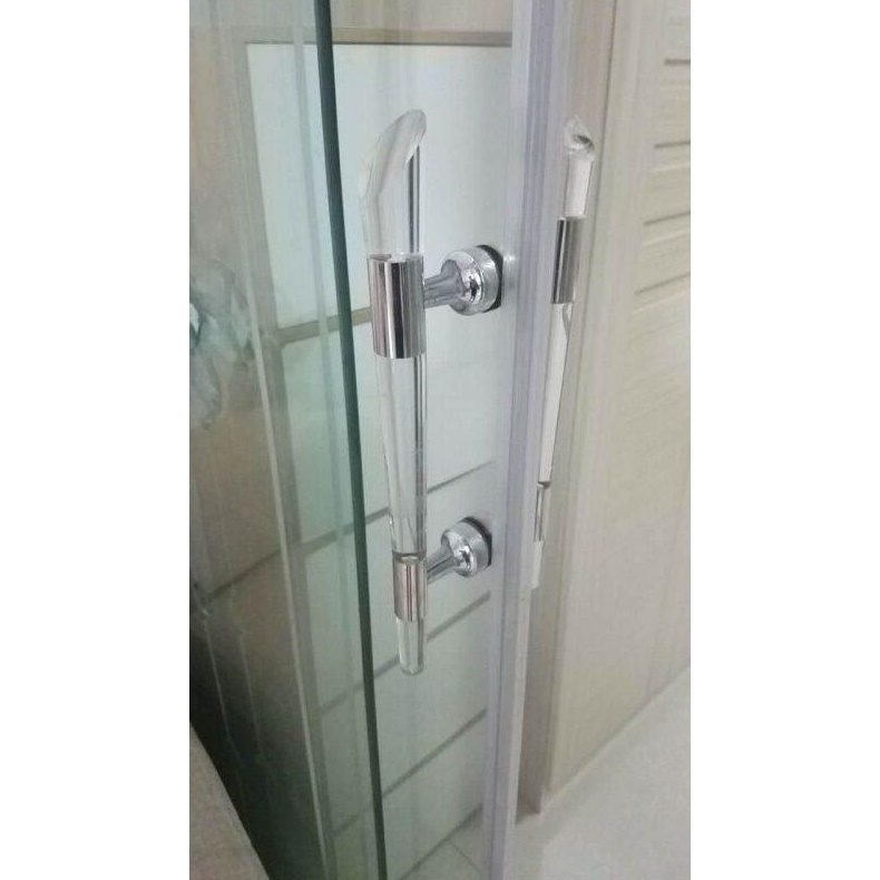 大门无框玻璃门拉手淋浴房办公室165孔距210斜头水晶拉手移门拉|