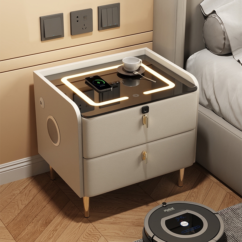 喜临门实木智能床头柜家用轻奢高级感现代简约小柜子卧室小型床头