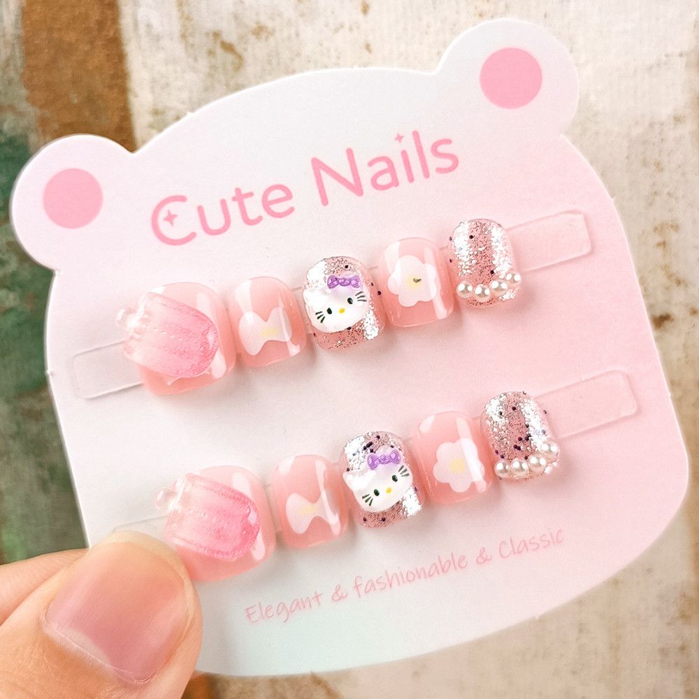 儿童精致穿戴指甲可拆卸手工甲片片贴小女孩装扮美甲卡通可爱套装