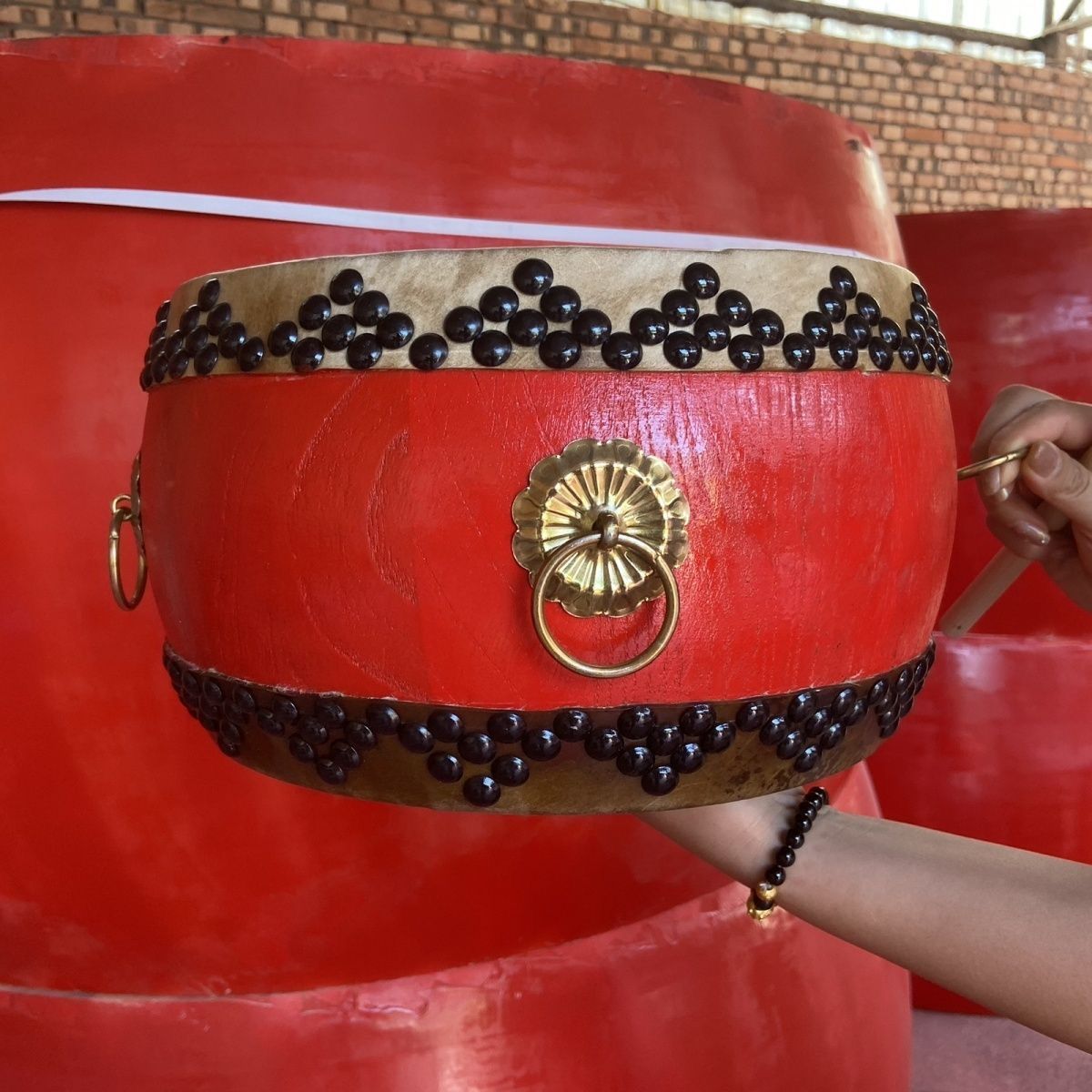 正宗黄牛皮椿木白茬战鼓真牛皮堂鼓寺院节奏扁鼓古典鼓