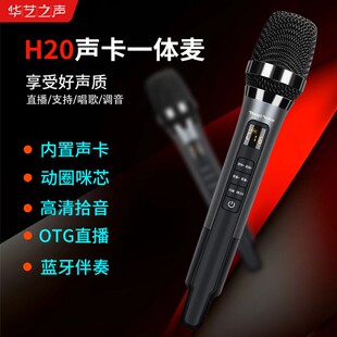 华艺之声H20直播声卡麦克风一体机户外K歌便携降噪话筒蓝牙专业