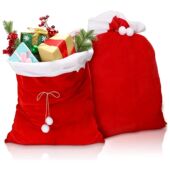 Drawst Red Christmas 1Pcs Claus Sacks Santa With Velvet Bags