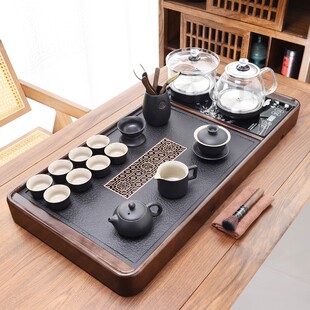 诗朋茶具套装家用全自动轻奢喝茶办公室烧水一体实木石头茶盘茶台