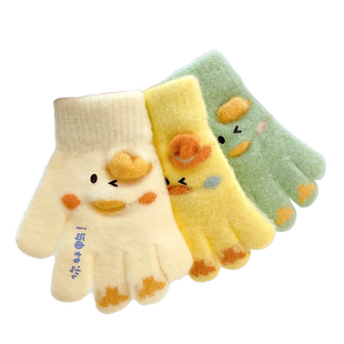 可爱儿童五指手套冬季保暖女童宝宝1一3岁婴幼儿针织男童小孩分指