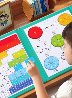 三年级数学教具上册全套磁性分数学习盘磁吸小学加减法磁力演示器