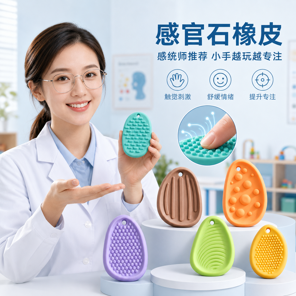 感官石橡皮adhd解压捏捏乐注意力玩具缓解焦虑稳定情绪专注力神器