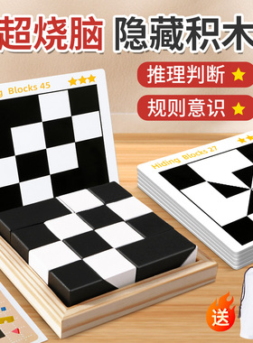 隐藏积木黑白拼图6到12岁以上男孩10-14女孩儿童益智拼装训练玩具