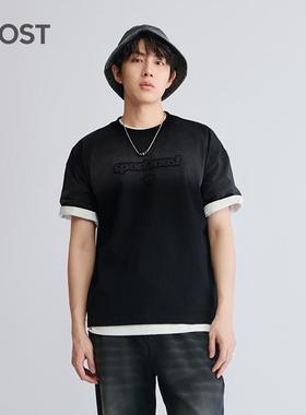 MOST/姆氏德春季男圆领短袖t恤纯棉渐变黑灰色潮牌体恤C51312007