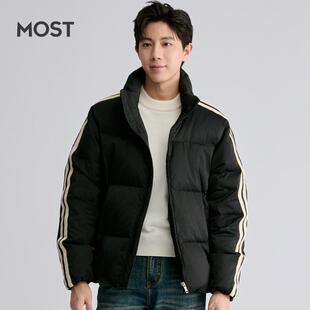 MOST/姆氏德黑色新款侧边织带羽绒服立领保暖白鸭绒外套C44237210