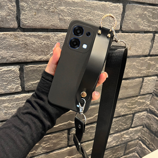 适用oppo a6手机壳新款女网红创意简约腕带A6 5G保护套浮雕小众男可斜挎挂绳高级感磨砂硅胶防摔PLS120软外壳