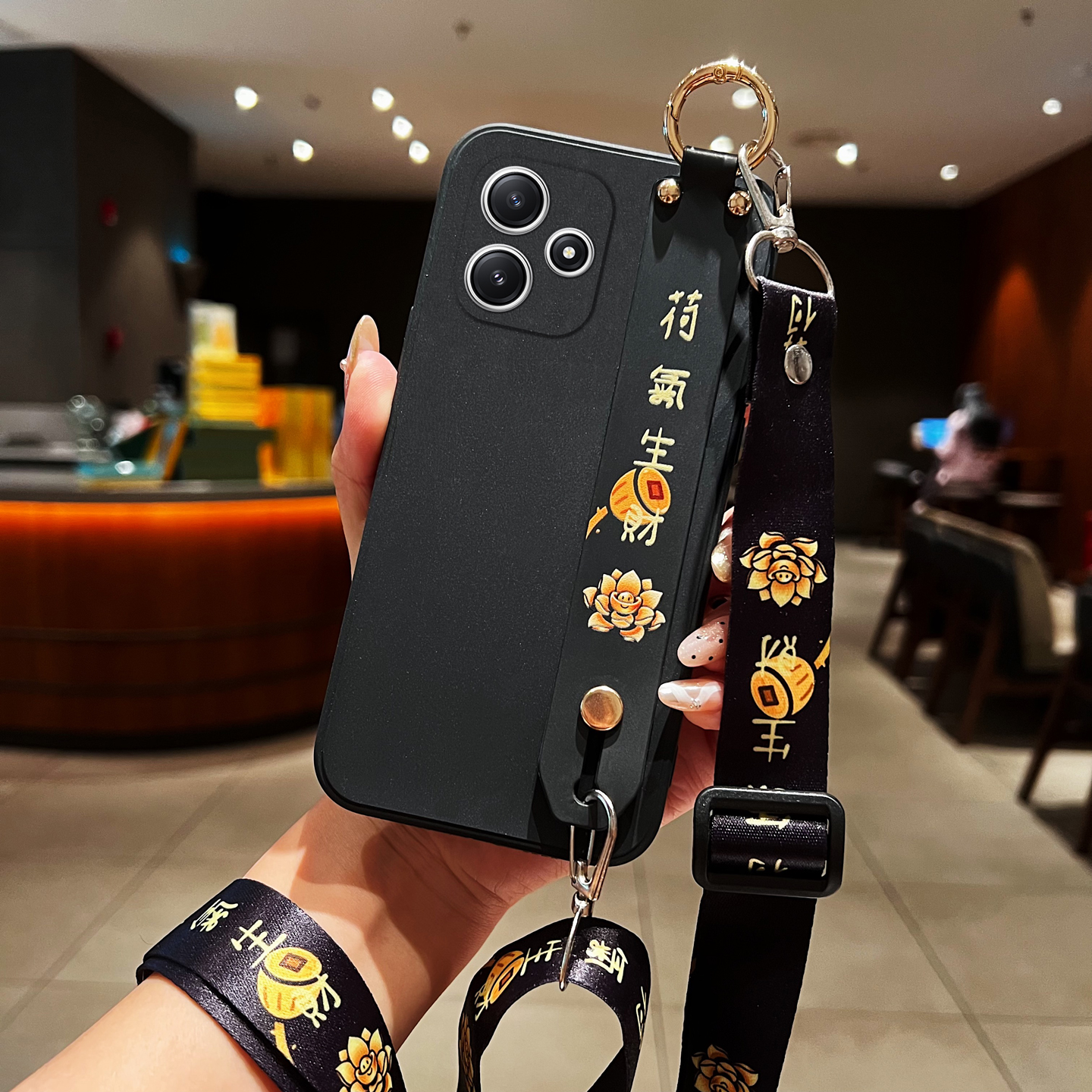 适用红米12R女可斜挎绳腕带软壳