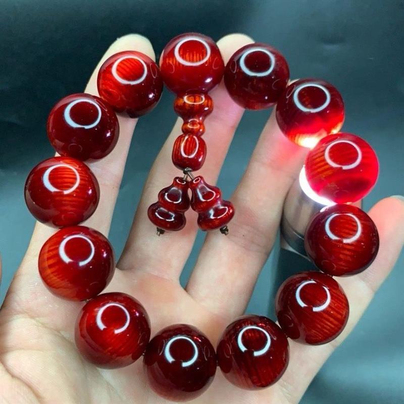 男士冷门手串东北琥珀木原木料松明子沉化老料血龙木手串全透固化