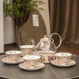 厂轻奢小清新下午茶茶具套装玻璃煮花茶壶水果茶陶瓷茶杯送礼礼销