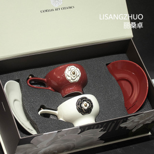 高级感陶瓷高颜值下午茶茶杯新婚乔迁礼物 轻奢复古咖啡杯碟套装
