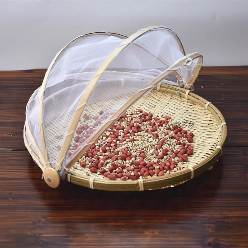 手工竹编防虫筐篮子圆簸箕
