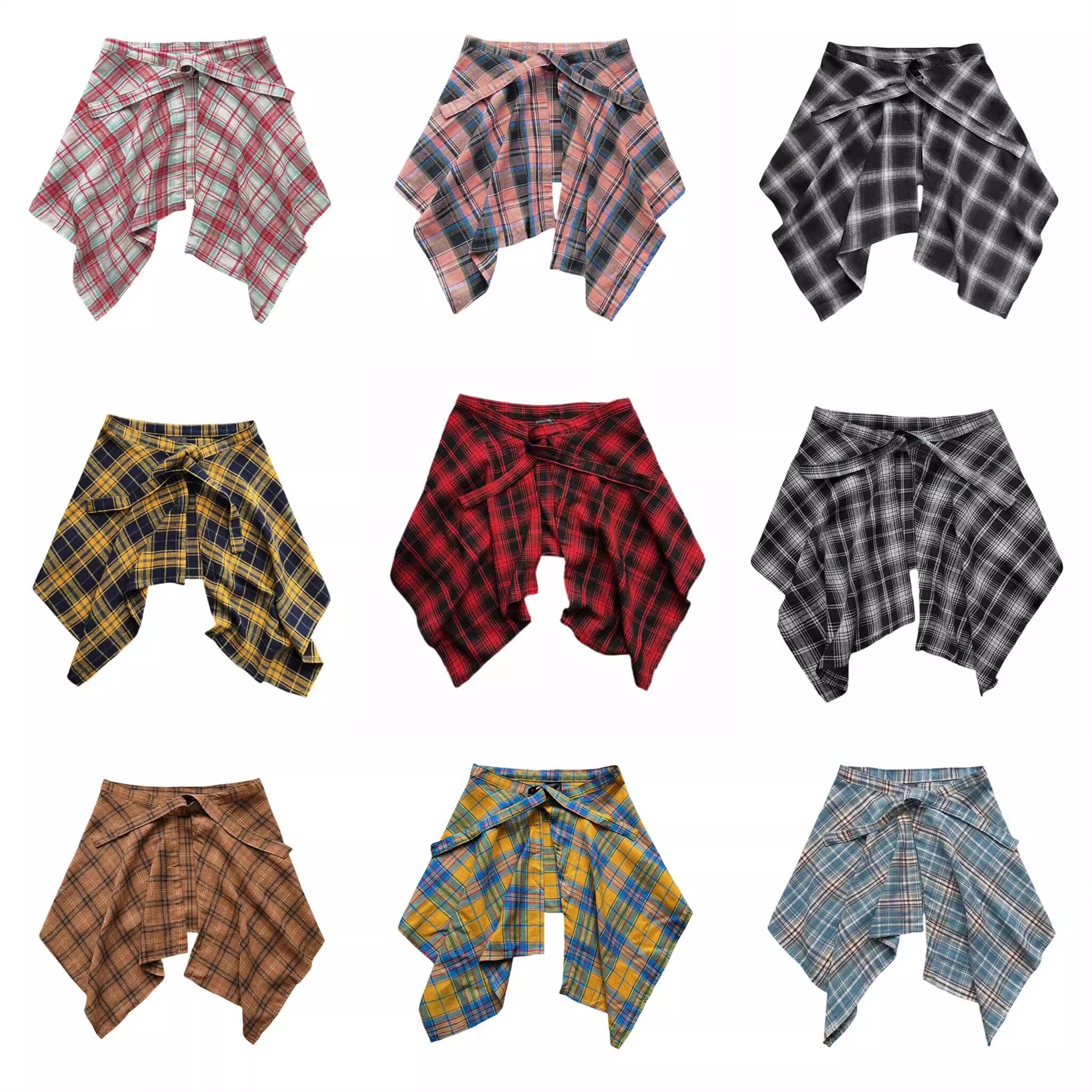 卫衣t恤叠穿藏肉神器假格子衬衫遮屁帘一片式春夏半身裙女下摆潮