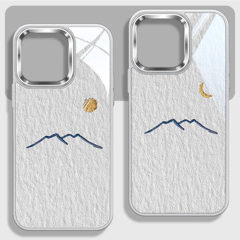 太阳月亮情侣不包镜头框手机壳