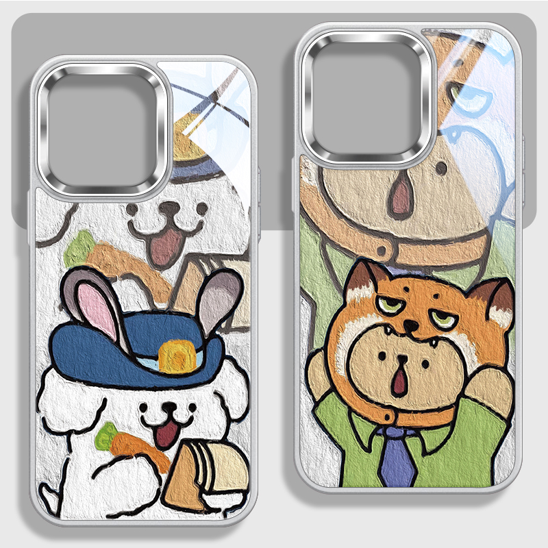 可爱情侣不包镜头框手机壳