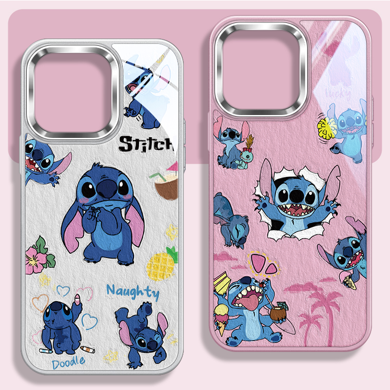 油画史迪仔不包镜头玻璃手机壳