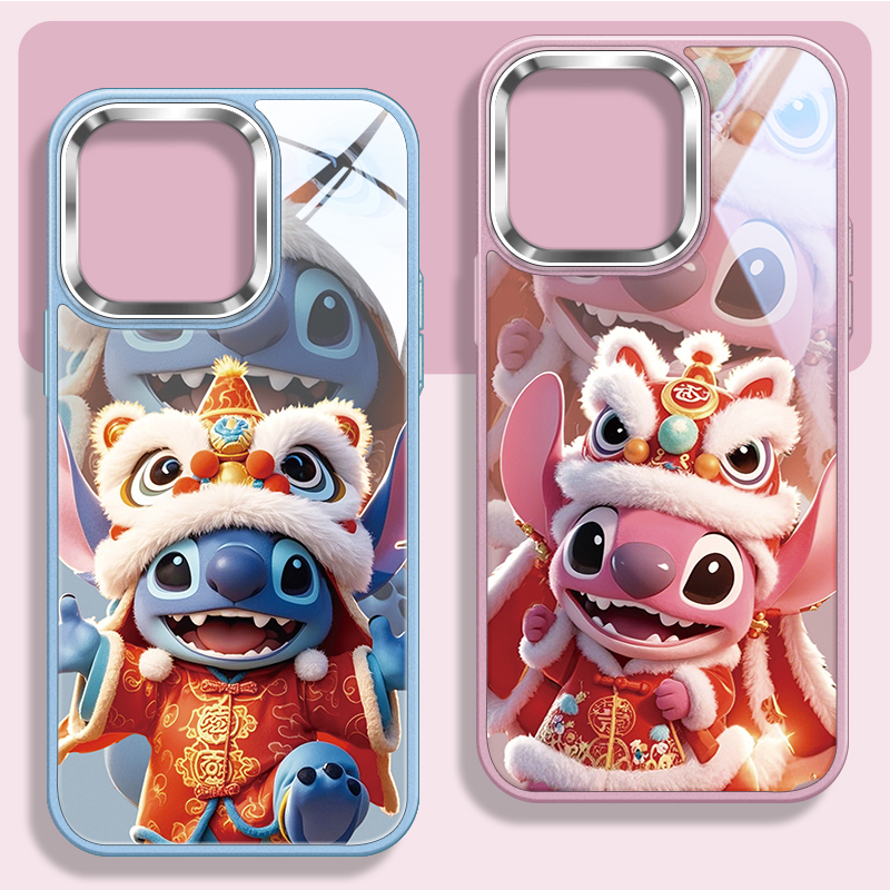 史迪仔情侣不包镜头框玻璃手机壳