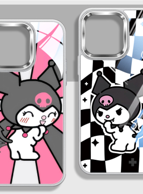 苹果16不包镜头手机壳女适用iPhone15情侣14plus甜酷风库洛米13pmx卡通可爱12por小众高级感11pm大孔玻璃保护