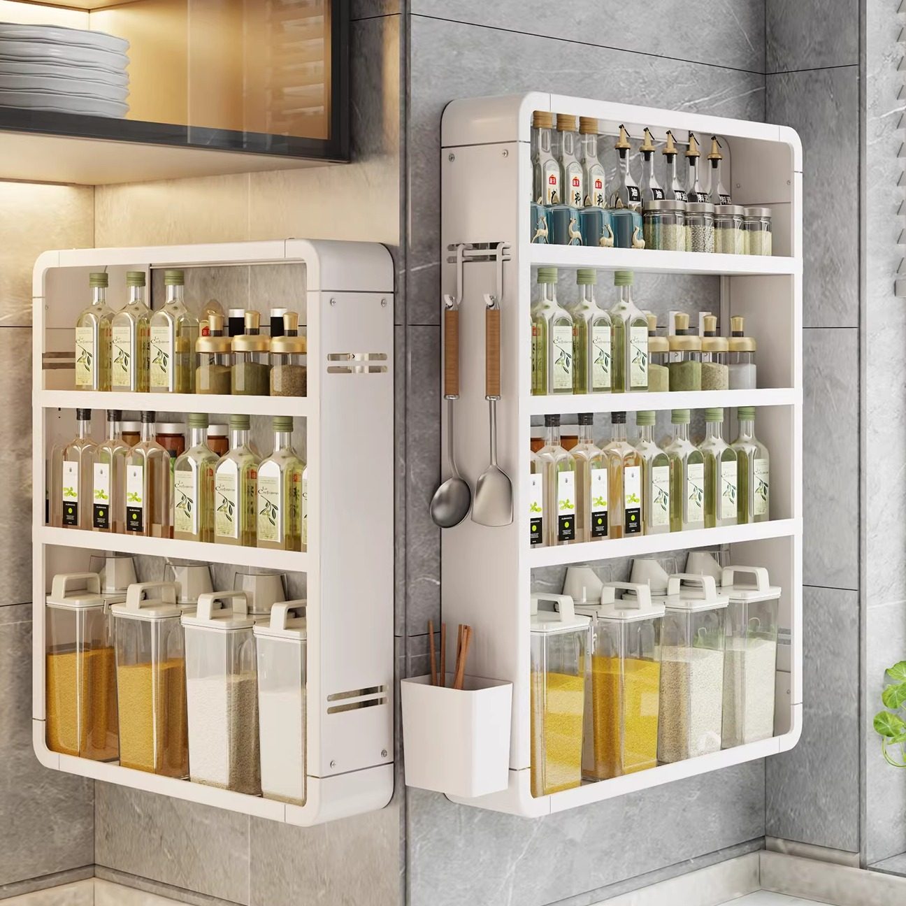 厨房置物架调料架壁挂免打孔墙上多功能多层收纳架储物家用调料架