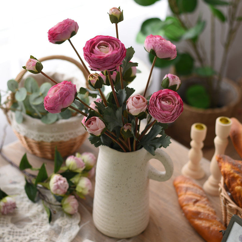 复古把束露莲假花仿真花摆设客厅装饰花束插花绢花客厅餐桌花摆件