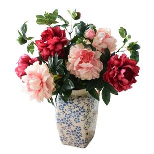 大牡丹仿真花绢花假花桌面花艺摆设落地花卉插花家居客厅装饰摆件