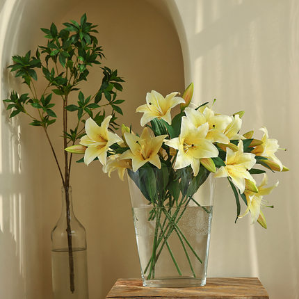假花百合仿真花束单支客厅电视柜餐桌装饰品摆设花艺摆件花瓶插花
