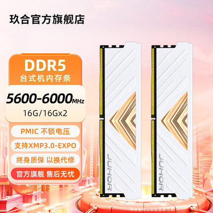 玖合忆界DDR5 16G 4800 5600 6000台式机电脑内存条32G套装马甲条