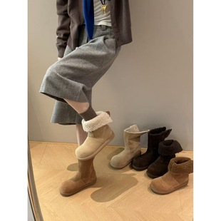 女鞋冬日小暖炉2025新款芒果头韩版加绒两穿高帮棉靴雪地靴