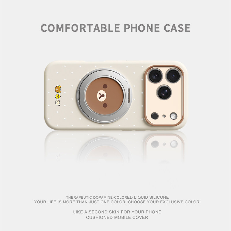 轻松熊适用苹果17promax手机壳新款iphone16pro镜头全包15液态硅胶14防摔软壳简约360旋转磁吸支点壳女可爱13
