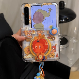 可爱旋转星星宝宝磁吸支架适用华为puraX折叠屏pocket2手机壳小米mixflip2三星GalaxyZflip5 7防摔OPPON3flip