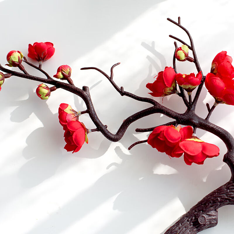 爱已装糖假花仿真花客厅摆件装饰花玄关餐桌绢花假梅花盆景红梅