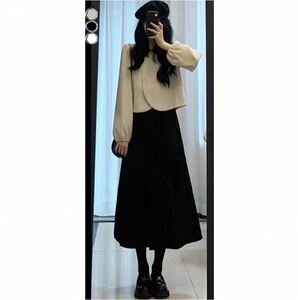 气质盐系穿搭奶系春秋女装小香风温柔连衣裙子春款感桔梗两件套装