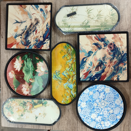 国风托盘家用干泡茶盘陶瓷吸水茶托盘长方形国潮下午茶水杯盘茶台