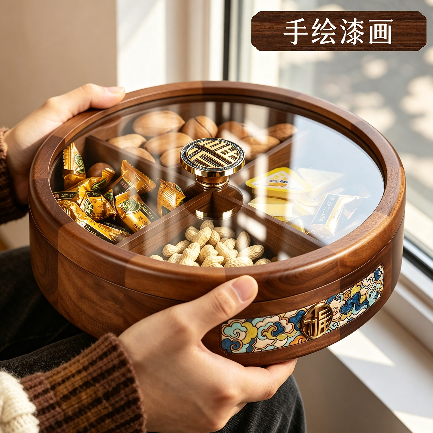 北美黑胡桃木!新中式国风干果盒