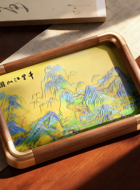 千里江山！中式高级感铜雕画摆件