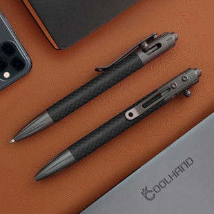 酷撼碳纤维防卫战术笔黑科技商务签字笔拉栓式笔钨钢防身自卫用品