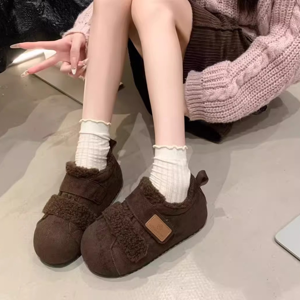韩版魔术贴毛绒勃肯鞋棉鞋