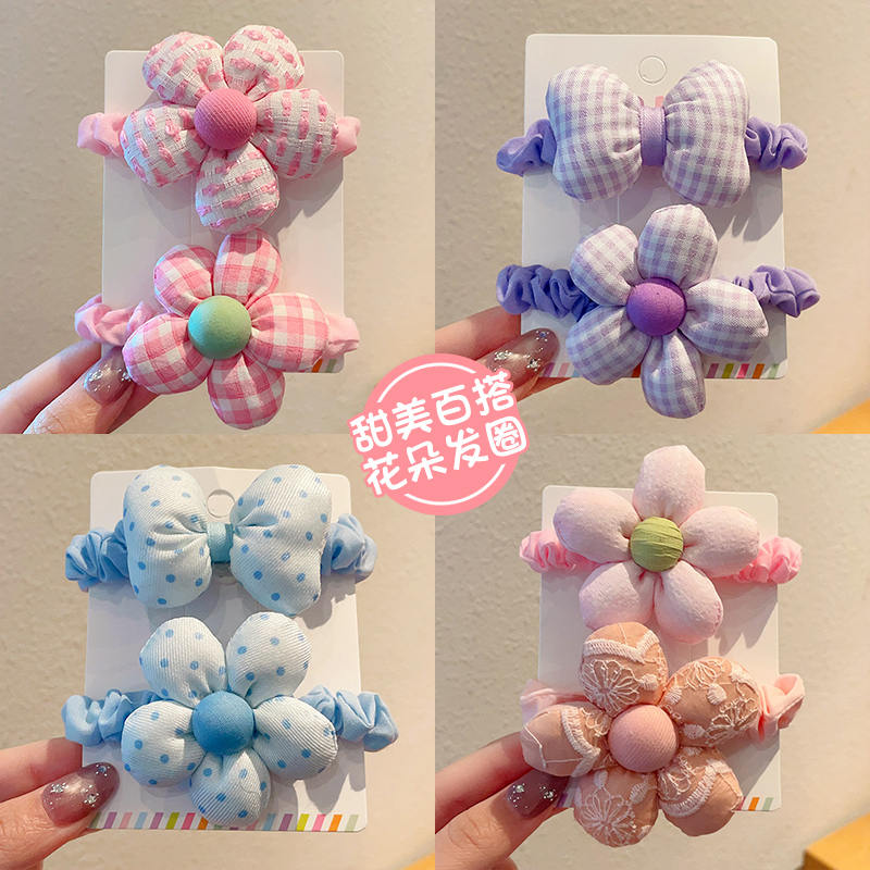 新款儿童发圈女童扎头发皮筋头绳头花发饰宝宝发绳头饰不伤发女孩