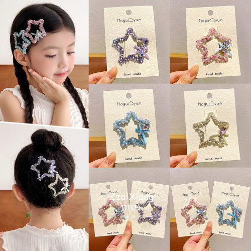 女童甜美五角星闪钻侧边发夹