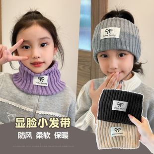 儿童帽子秋冬新款男女童针织发带女孩运动护耳保暖扎高马尾束发巾