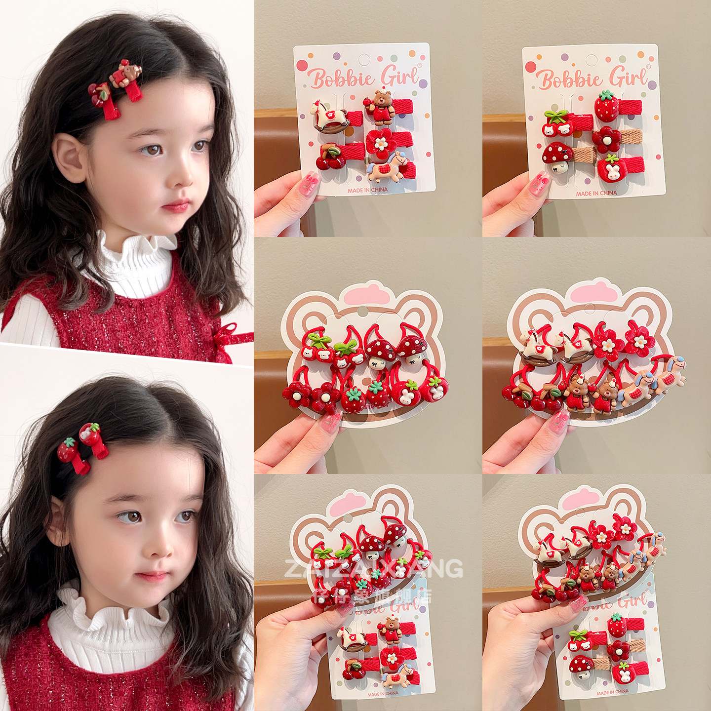 儿童新年小马发夹女童新款侧边前额刘海夹碎发卡女孩喜庆红色发饰,童装/婴儿装/亲子装,发饰,淘宝优惠券,粉丝福利购,淘宝优惠卷