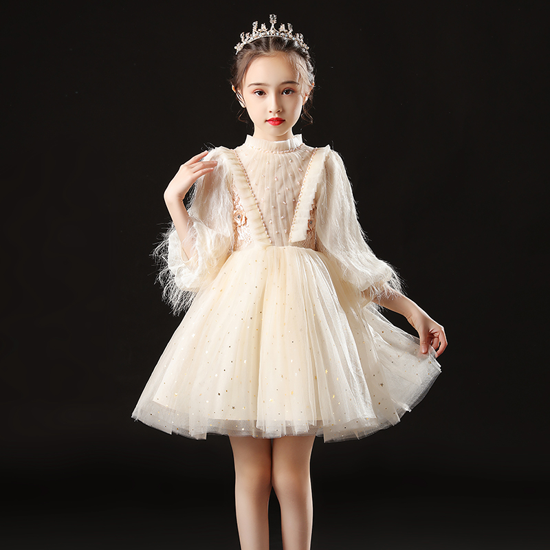 高端小孩花童洋气风秋冬晚礼服